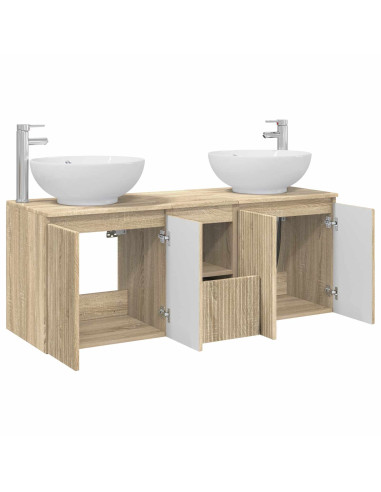 Set di Armadi da Bagno 3 pz Rovere Sonoma 49,5 x 44,5 x 65 cm