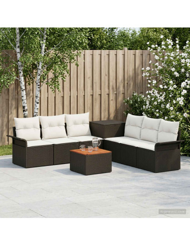 Set di divani 8 pz Nero e Bianco Crema