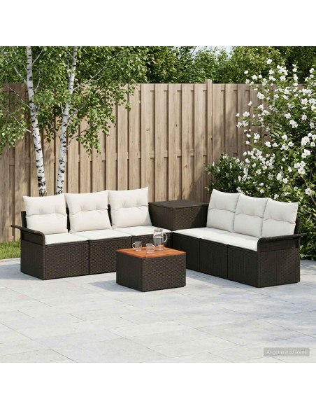 Set di divani 8 pz Nero e Bianco Crema
