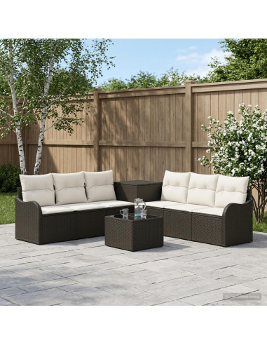 Set di divani 8 pz Nero e Bianco Crema