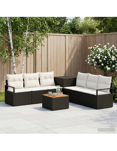 Set di divani 8 pz Nero e Bianco Crema