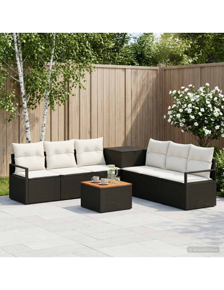 Set di divani 8 pz Nero e Bianco Crema