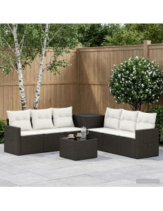 Set di divani 8 pz Nero e Bianco Crema