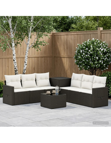 Set di divani 8 pz Nero e Bianco Crema