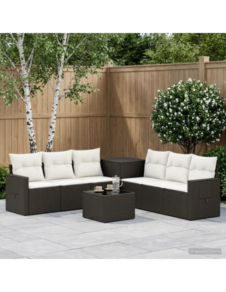 Set di divani 8 pz Nero e Bianco Crema