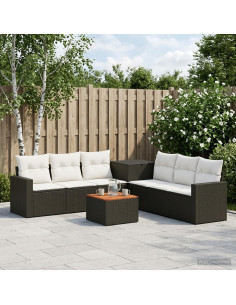 Set di divani 8 pz Nero e Bianco Crema