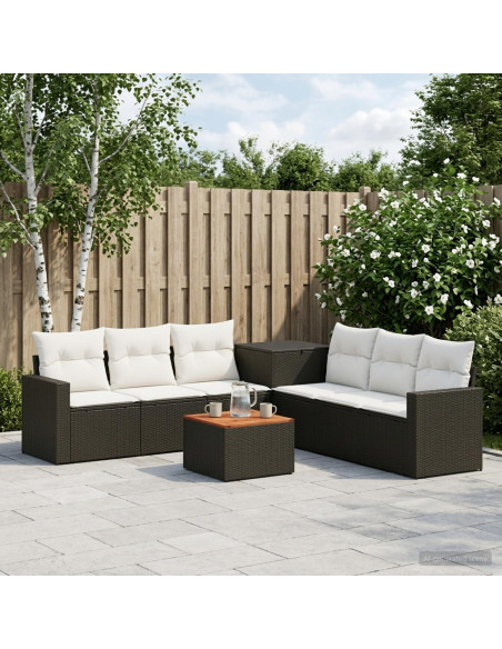Set di divani 8 pz Nero e Bianco Crema
