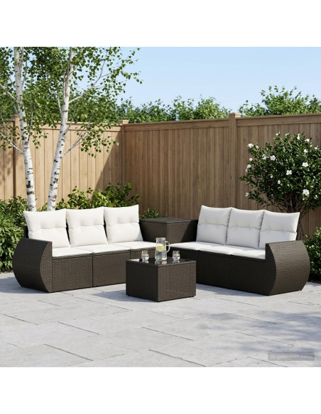 Set di divani 8 pz Nero e Bianco Crema