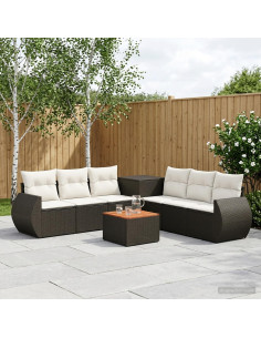 Set di divani 8 pz Nero e Bianco Crema