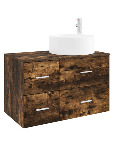 Set di mobili per il bagno 2 pz Rovere Fumo
