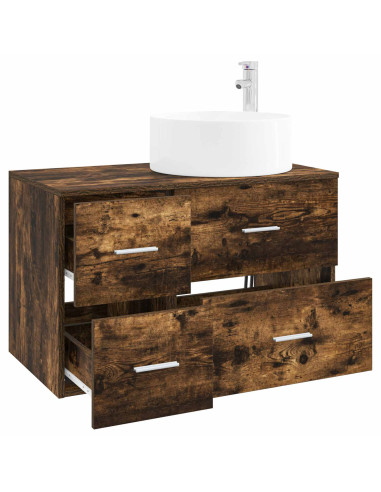 Set di mobili per il bagno 2 pz Rovere Fumo