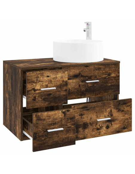 Set di mobili per il bagno 2 pz Rovere Fumo