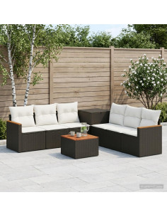Set di divani 8 pz Nero e Bianco Crema