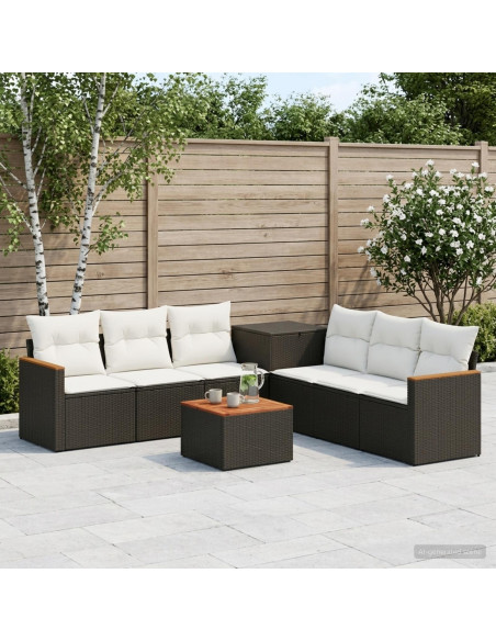 Set di divani 8 pz Nero e Bianco Crema