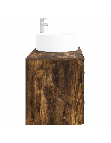Set di mobili per il bagno 2 pz Rovere Fumo