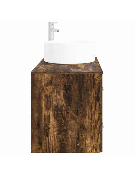 Set di mobili per il bagno 2 pz Rovere Fumo