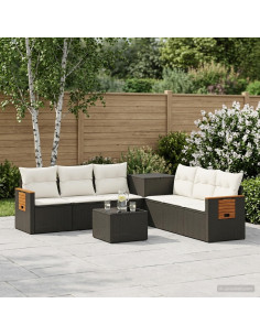 Set di divani 8 pz Nero e Bianco Crema