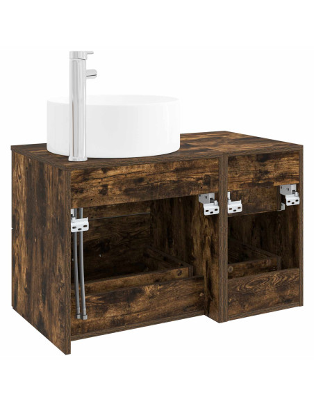 Set di mobili per il bagno 2 pz Rovere Fumo