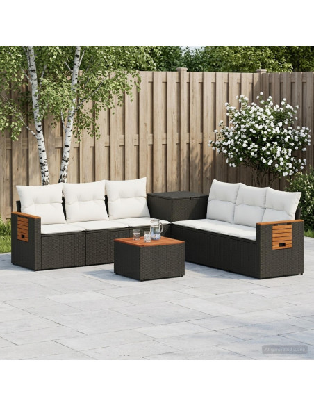 Set di divani 8 pz Nero e Bianco Crema