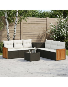 Set di divani 8 pz Nero e Bianco Crema