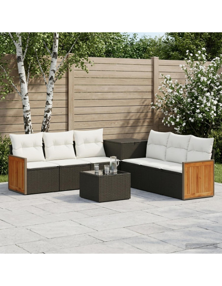 Set di divani 8 pz Nero e Bianco Crema