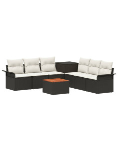 Set di divani 8 pz Nero e Bianco Crema 2