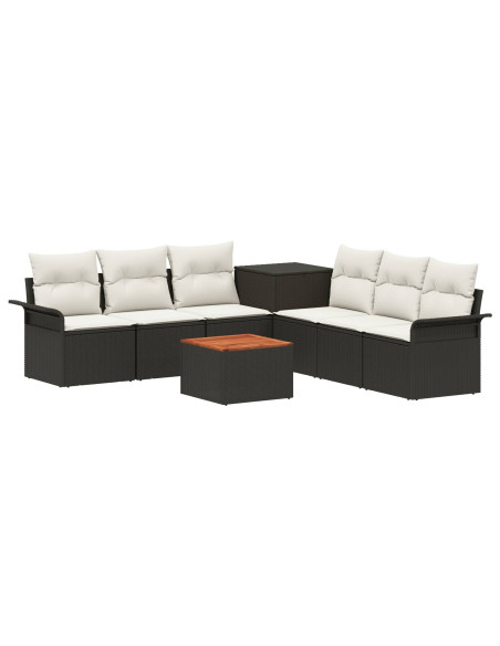 Set di divani 8 pz Nero e Bianco Crema