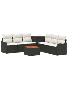 Set di divani 8 pz Nero e Bianco Crema 2
