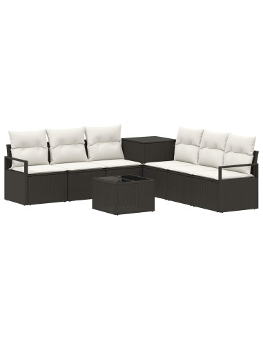 Set di divani 8 pz Nero e Bianco Crema
