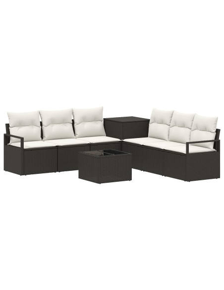 Set di divani 8 pz Nero e Bianco Crema