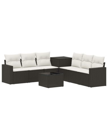 Set di divani 8 pz Nero e Bianco Crema