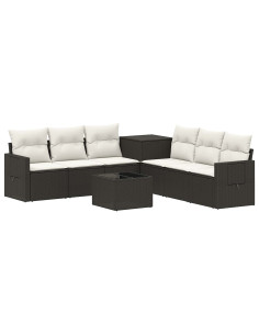 Set di divani 8 pz Nero e Bianco Crema 2