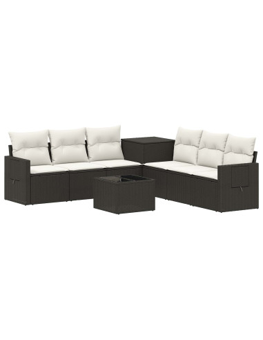 Set di divani 8 pz Nero e Bianco Crema