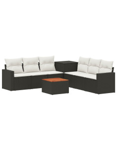 Set di divani 8 pz Nero e Bianco Crema 2