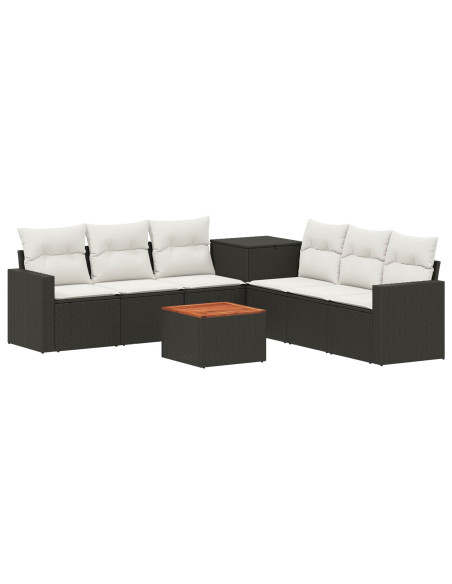 Set di divani 8 pz Nero e Bianco Crema