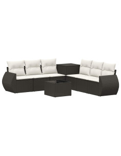 Set di divani 8 pz Nero e Bianco Crema 2