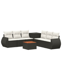 Set di divani 8 pz Nero e Bianco Crema 2