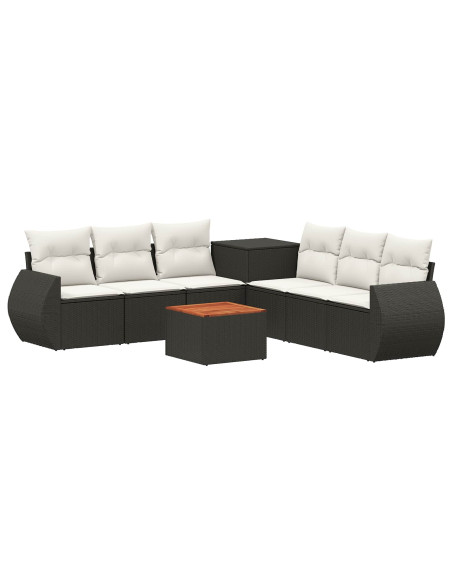 Set di divani 8 pz Nero e Bianco Crema
