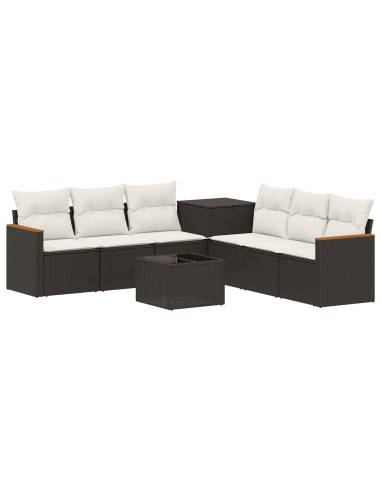 Set di divani 8 pz Nero e Bianco Crema