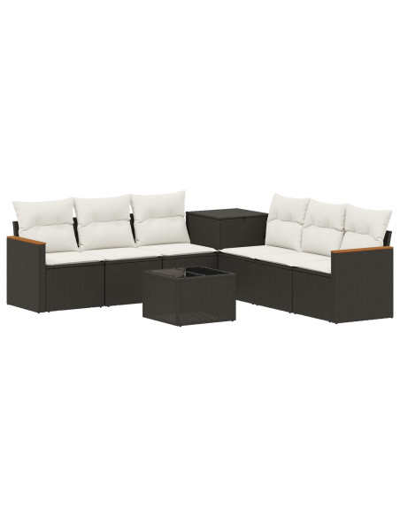 Set di divani 8 pz Nero e Bianco Crema