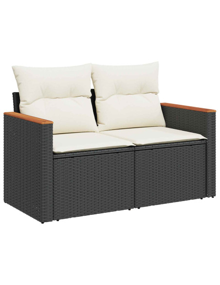 Set di divani 8 pz Nero e Bianco Crema