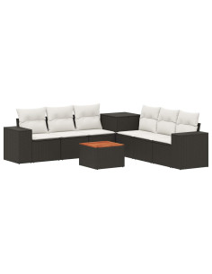 Set di divani 8 pz Nero e Bianco Crema 2