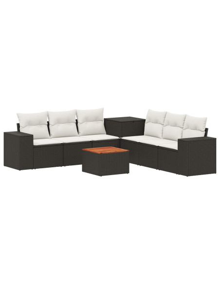 Set di divani 8 pz Nero e Bianco Crema