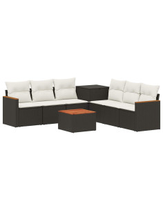 Set di divani 8 pz Nero e Bianco Crema 2