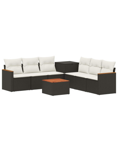Set di divani 8 pz Nero e Bianco Crema