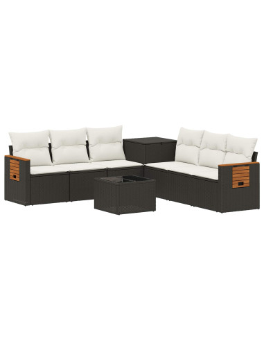 Set di divani 8 pz Nero e Bianco Crema