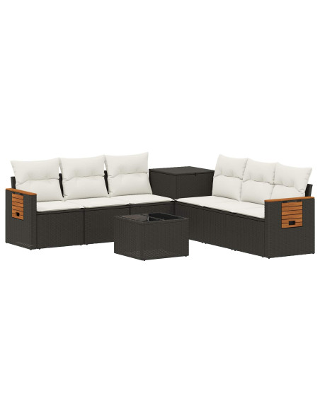 Set di divani 8 pz Nero e Bianco Crema