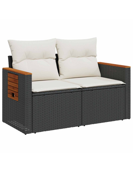 Set di divani 8 pz Nero e Bianco Crema