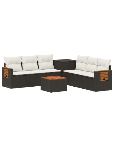 Set di divani 8 pz Nero e Bianco Crema