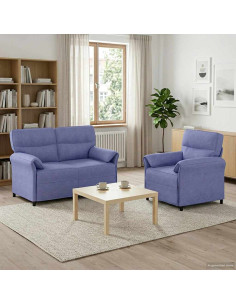 Set di divani 2 pz Blu jeans Tessuto